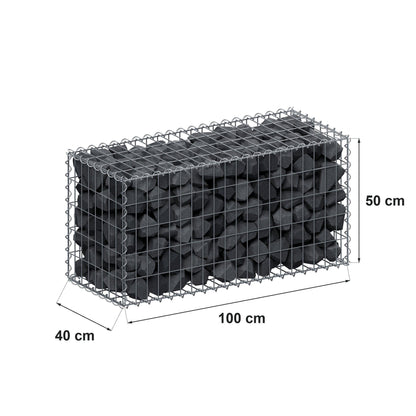 Gabion 100 cm x 50 cm x 40 cm (L x H x P), mailles 5 cm x 10 cm, spirale