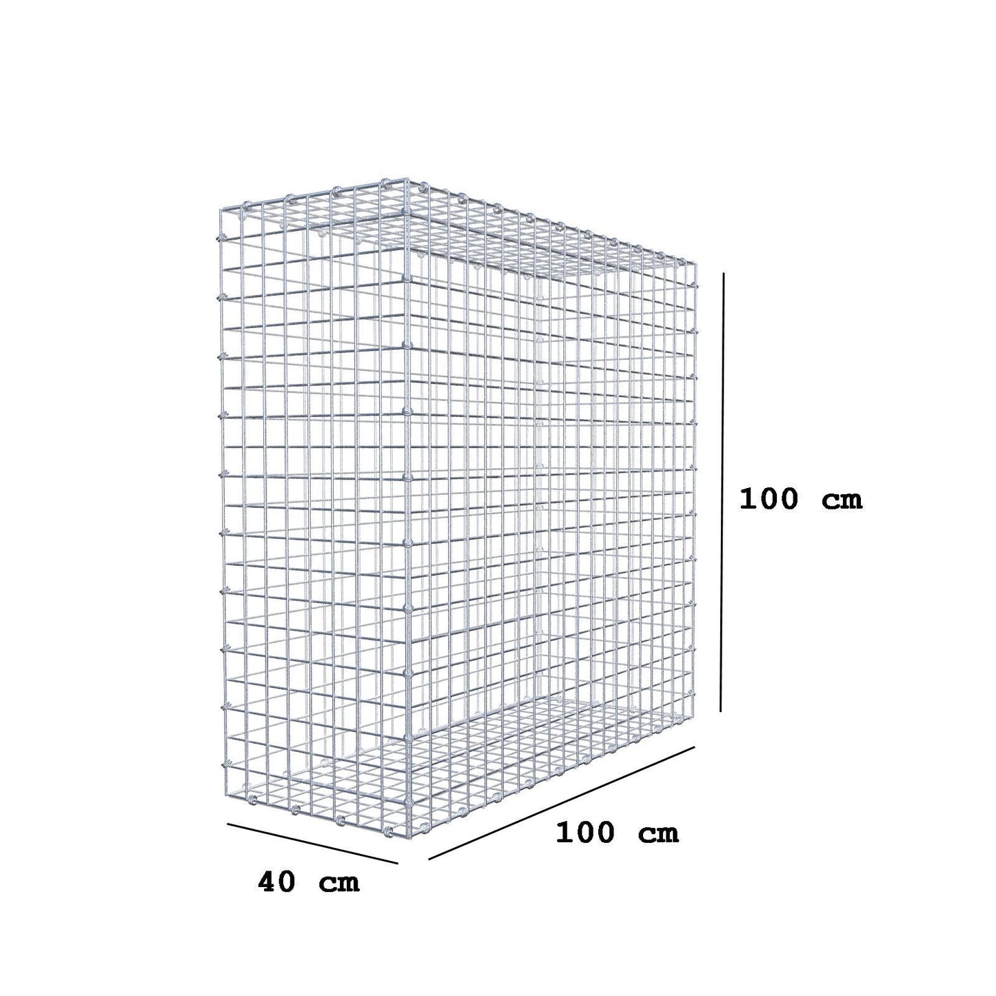 Gabbione 100 cm x 100 cm x 40 cm (L x H x P), maglia 5 x 5 cm, anello a spirale