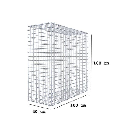 Gabbione 100 cm x 100 cm x 40 cm (L x H x P), maglia 5 x 5 cm, anello a spirale