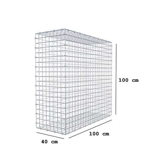 Gabbione 100 cm x 100 cm x 40 cm (L x H x P), maglia 5 x 5 cm, anello a spirale