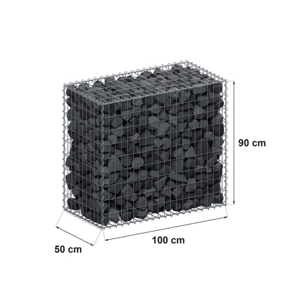 Schanskorf 100 cm x 90 cm x 50 cm (L x H x D), maaswijdte 5 cm x 10 cm, spiraalvormig