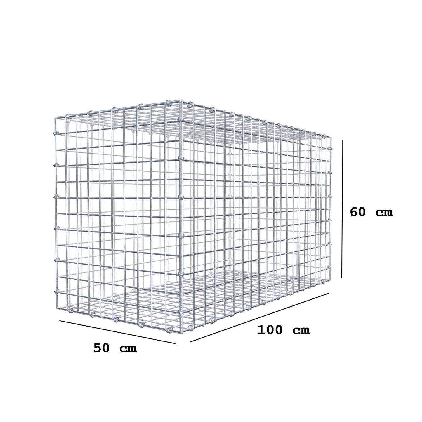 Schanskorf 100 cm x 60 cm x 50 cm (L x H x D), maaswijdte 5 x 5 cm, spiraalring