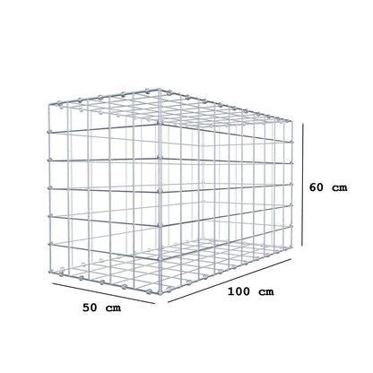 Gabion 100 cm x 60 cm x 50 cm (L x H x D), mesh size 10 x 10 cm, spiral ring