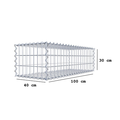 Gabione 100 cm x 30 cm x 40 cm (L x H x T), Maschenweite 5 cm x 10 cm, Spirale