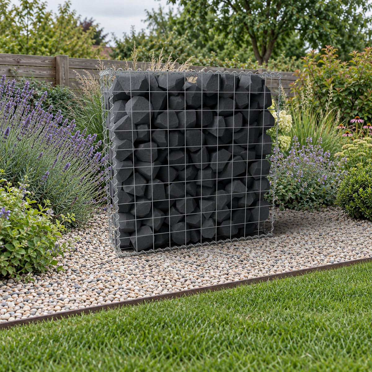 Schanskorf 100 cm x 100 cm x 30 cm (L x H x D), maaswijdte 10 cm x 10 cm, spiraalvormig
