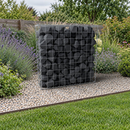 Schanskorf 100 cm x 100 cm x 30 cm (L x H x D), maaswijdte 10 cm x 10 cm, spiraalvormig