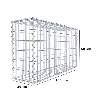 Gabione 100 cm x 60 cm x 30 cm (L x H x T), Maschenweite 5 cm x 10 cm, Spirale
