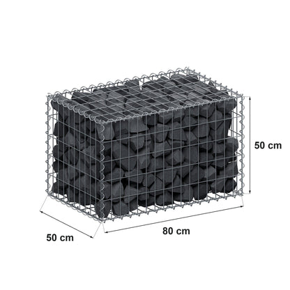 Gabbione 80 cm x 50 cm x 50 cm (L x H x P), maglia 5 cm x 10 cm, spirale