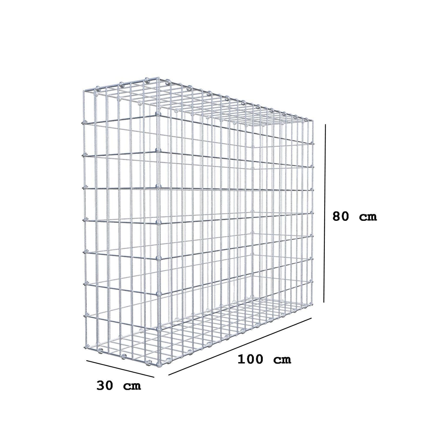 Schanskorf 100 cm x 80 cm x 30 cm (L x H x D), maaswijdte 5 x 10 cm, spiraalring