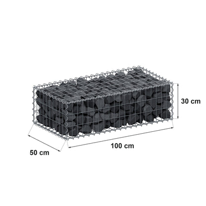 Gabione 100 cm x 30 cm x 50 cm (L x H x T), Maschenweite 5 cm x 10 cm, Spirale
