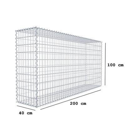 Gabione 200 cm x 100 cm x 40 cm (L x H x T), Maschenweite 5 cm x 10 cm, Spirale