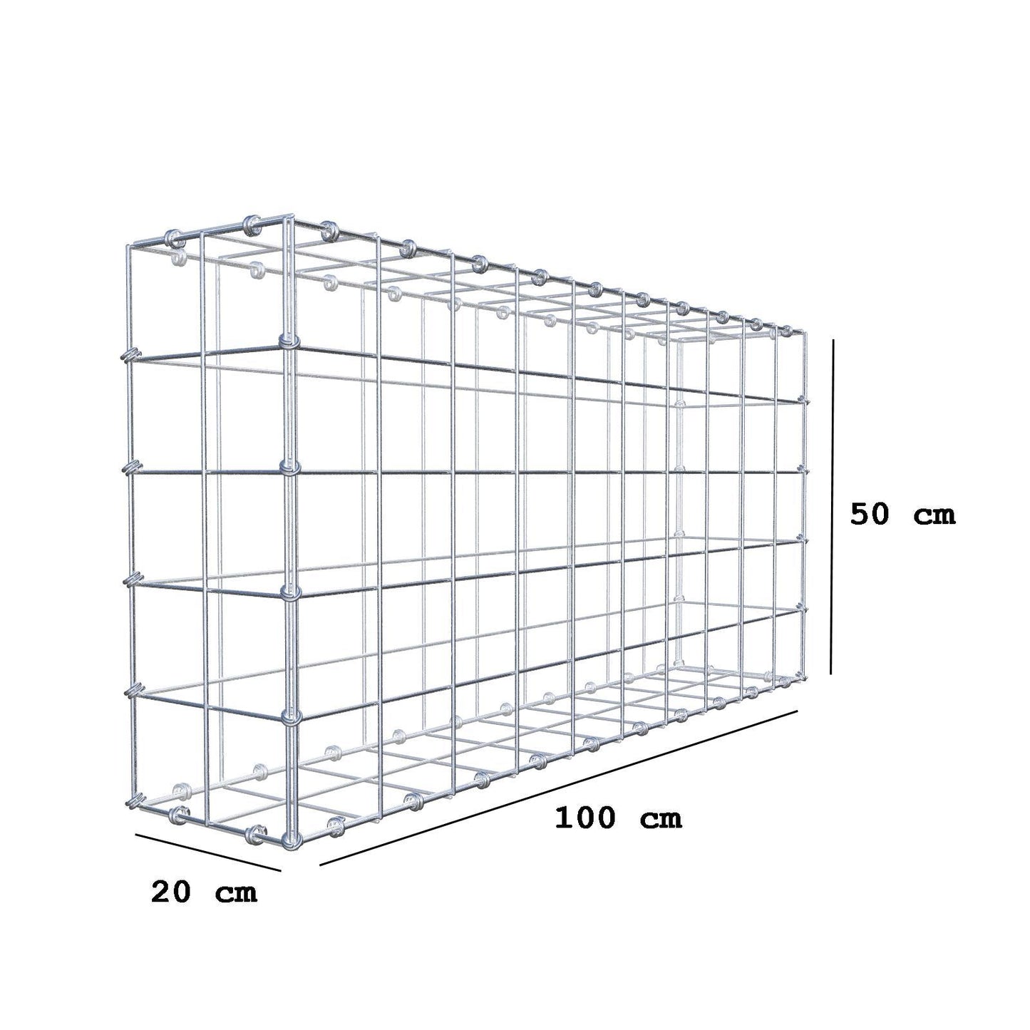 Schanskorf 100 cm x 50 cm x 20 cm (L x H x D), maaswijdte 10 x 10 cm, spiraalring
