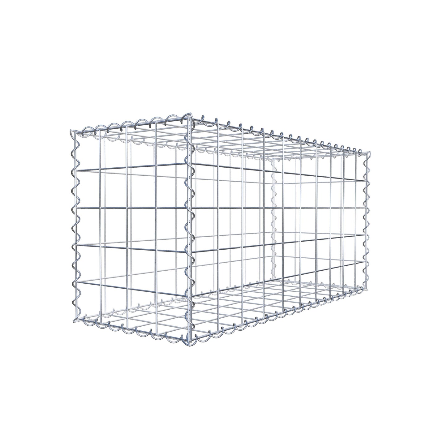 Schanskorf 100 cm x 50 cm x 40 cm (L x H x D), maaswijdte 10 cm x 10 cm, spiraalvormig