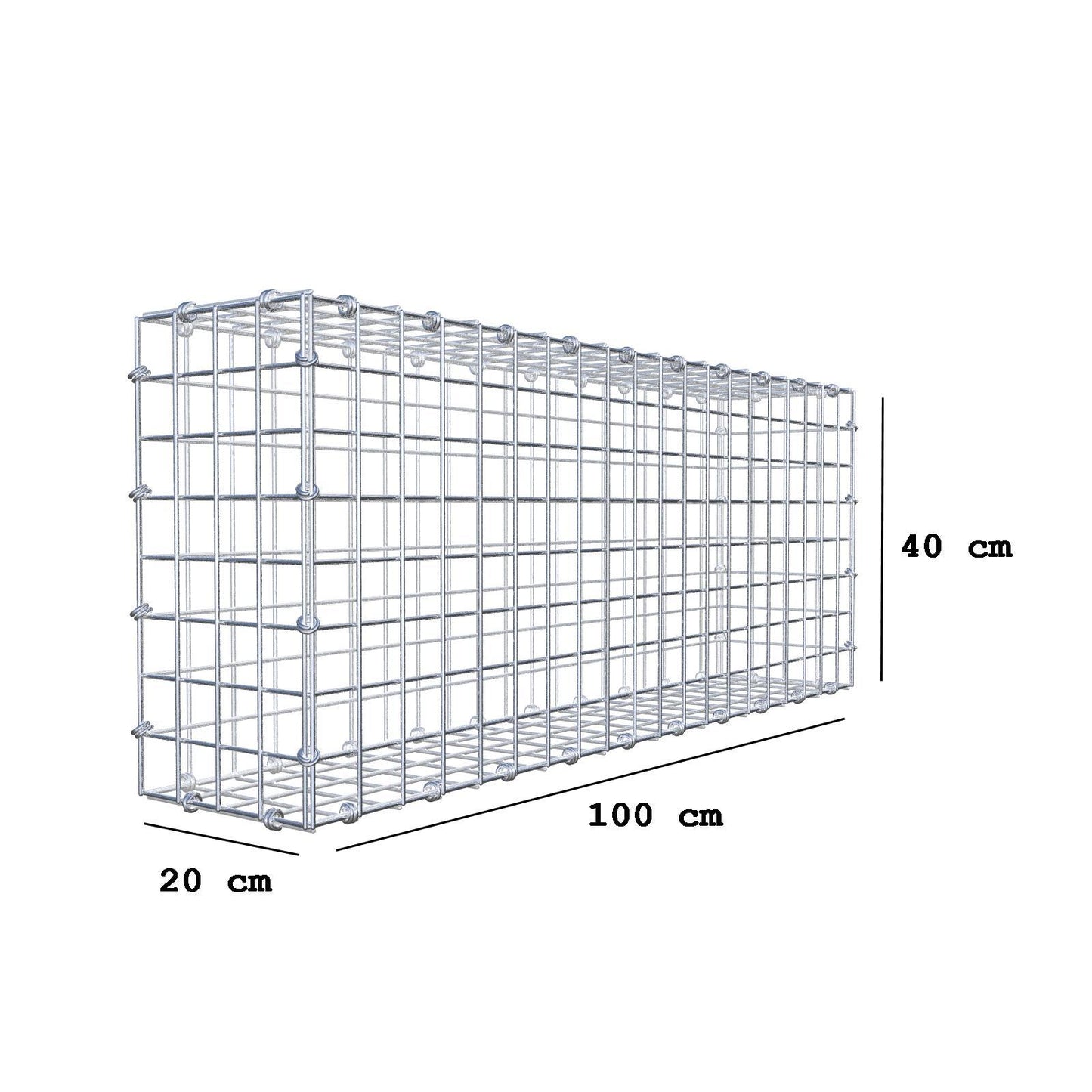 Gabbione 100 cm x 40 cm x 20 cm (L x H x P), maglia 5 x 5 cm, anello a spirale