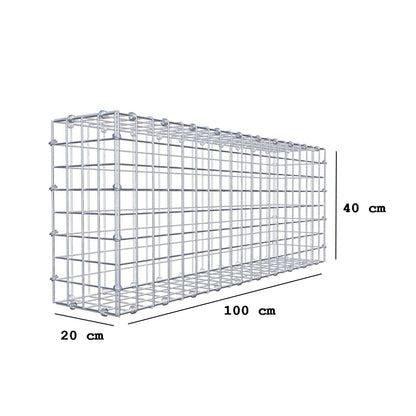 Gabbione 100 cm x 40 cm x 20 cm (L x H x P), maglia 5 x 5 cm, anello a spirale
