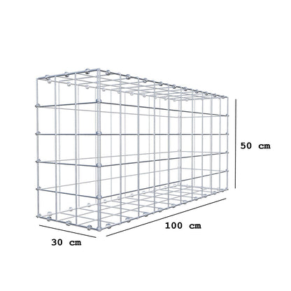 Gabione 100 cm x 50 cm x 30 cm (L x H x T), Maschenweite 10 x 10 cm, Spiralring