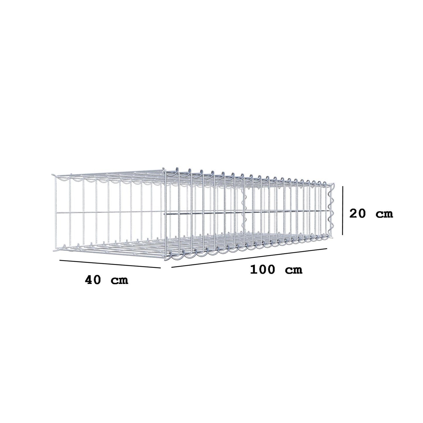 Anbaugabione Typ 2 100 cm x 20 cm x 40 cm (L x H x T), Maschenweite 5 cm x 10 cm, Spirale