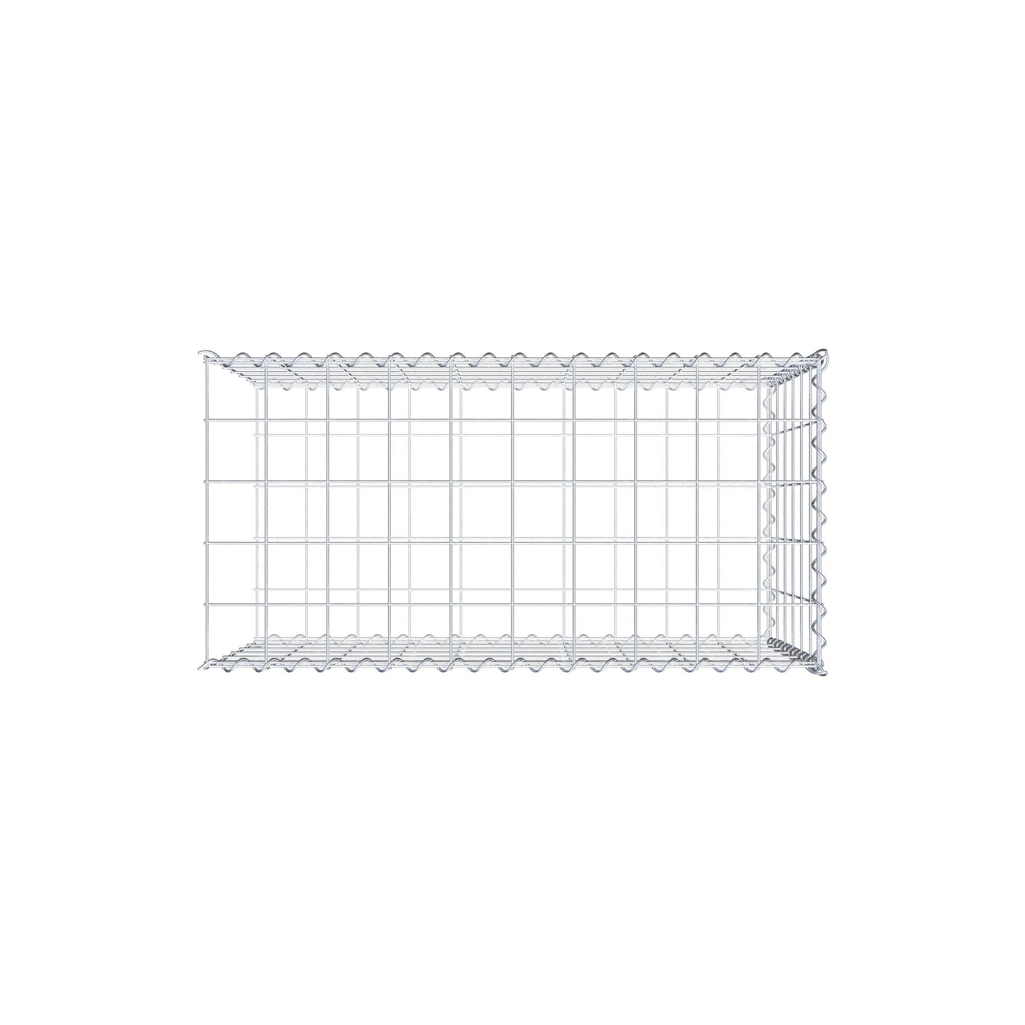 Opvokset gabion type 2 100 cm x 60 cm x 50 cm (L x H x D), maskestørrelse 10 cm x 10 cm, spiral