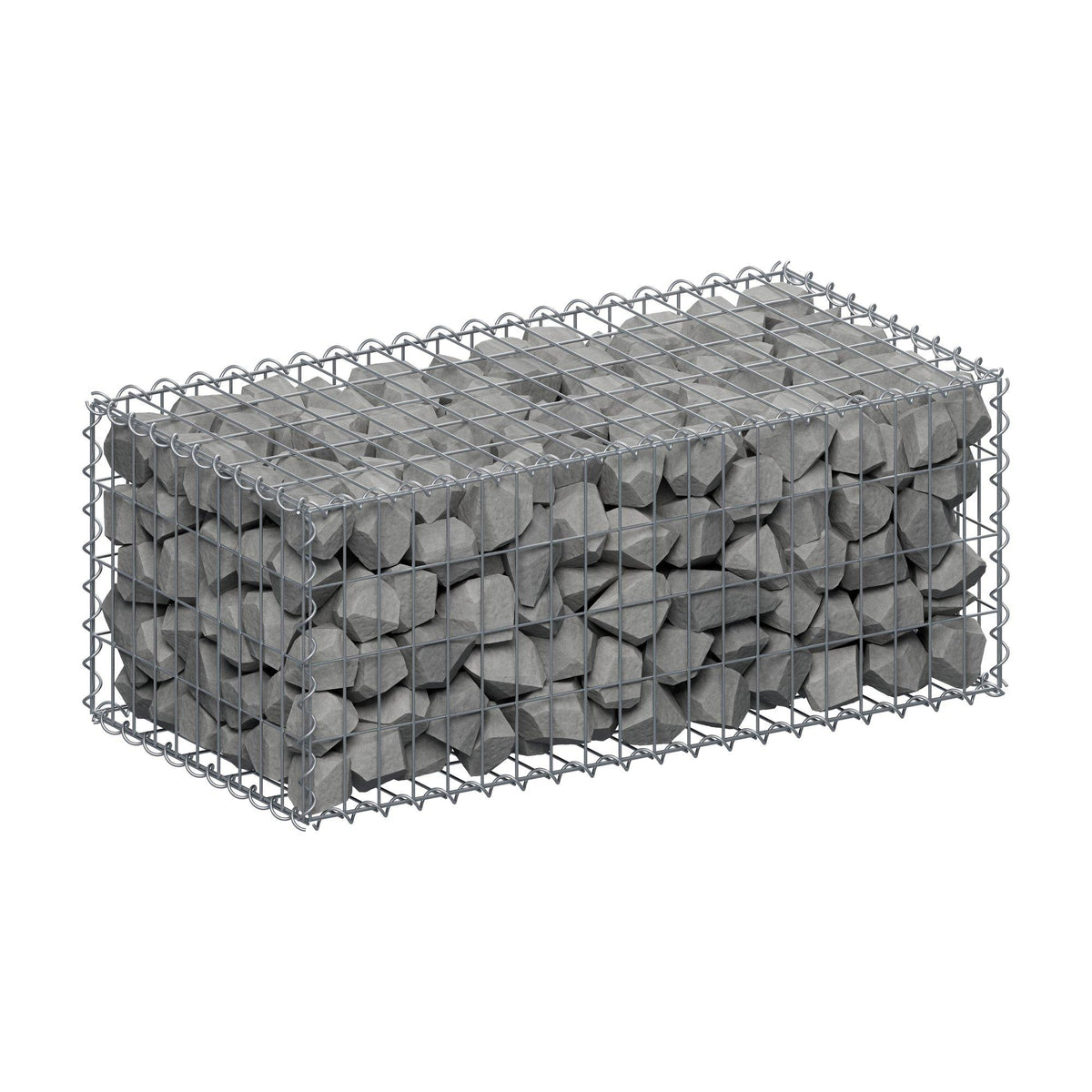 Schanskorf 100 cm x 40 cm x 50 cm (L x H x D), maaswijdte 5 cm x 10 cm, spiraalvormig