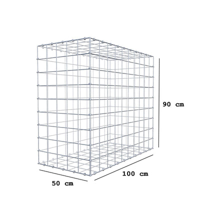 Gabion 100 cm x 90 cm x 50 cm (L x H x D), mesh size 10 x 10 cm, spiral ring
