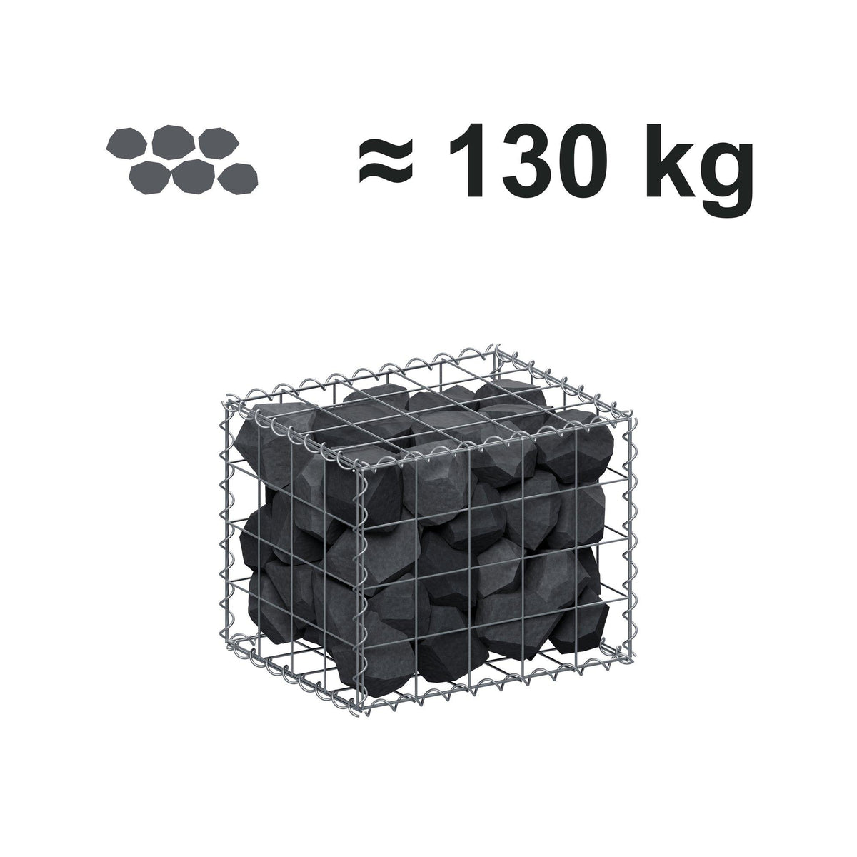 Gabion 50 cm x 40 cm x 40 cm (L x H x P), mailles 10 cm x 10 cm, spirale