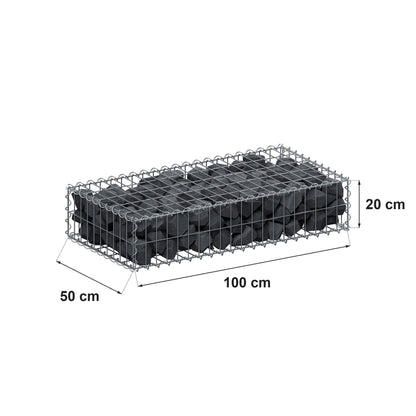 Gabion 100 cm x 20 cm x 50 cm (L x H x P), mailles 5 cm x 10 cm, spirale