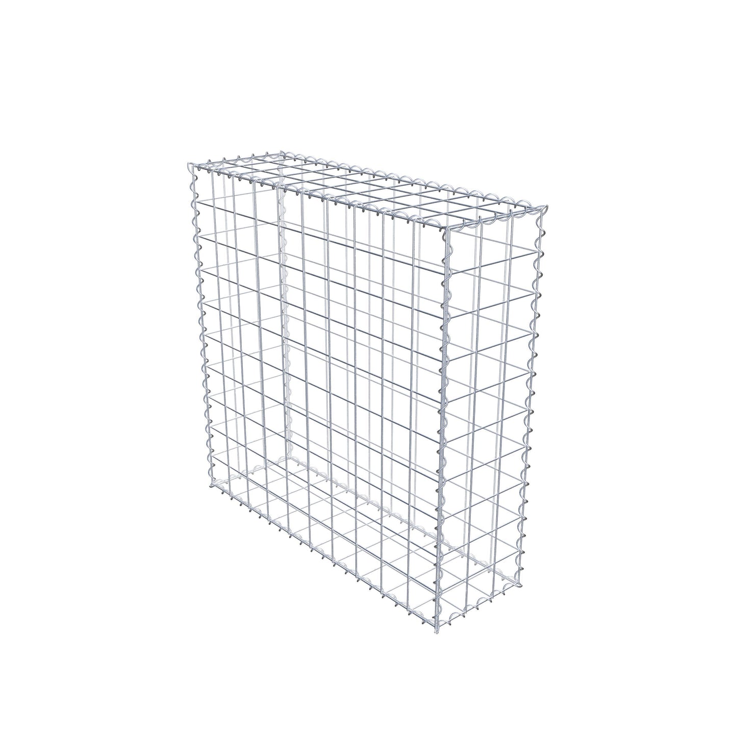 Schanskorf 100 cm x 100 cm x 30 cm (L x H x D), maaswijdte 10 cm x 10 cm, spiraalvormig