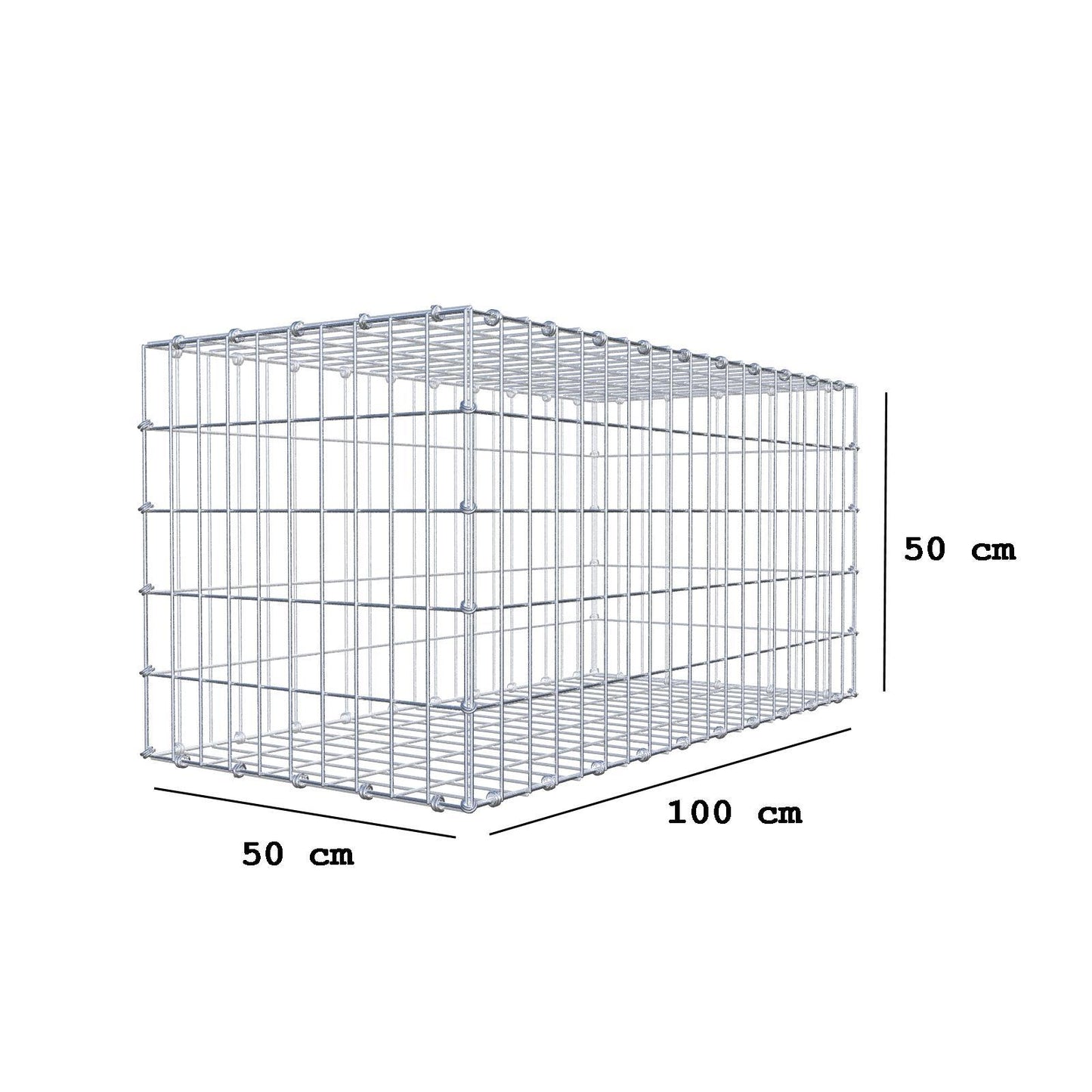 Gabbione 100 cm x 50 cm x 50 cm (L x H x P), maglia 5 x 10 cm, anello a spirale