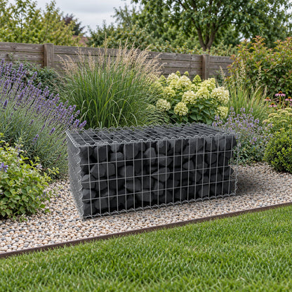 Schanskorf 100 cm x 40 cm x 50 cm (L x H x D), maaswijdte 5 cm x 10 cm, spiraalvormig