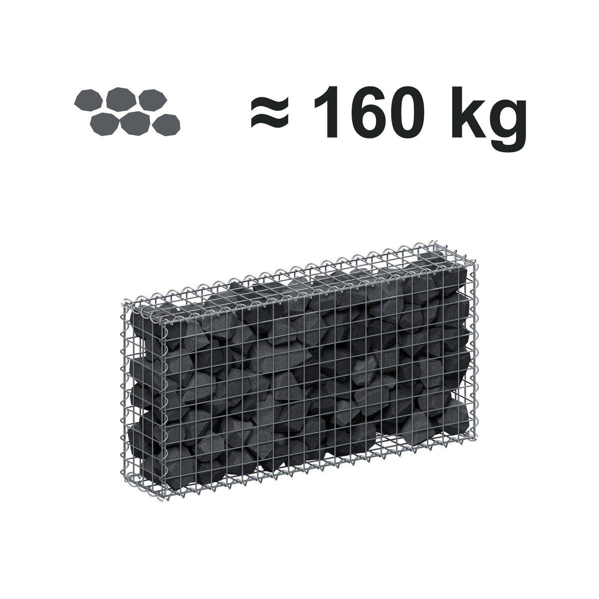 Gabion 100 cm x 50 cm x 20 cm (L x H x D), maskstorlek 5 cm x 5 cm, spiral