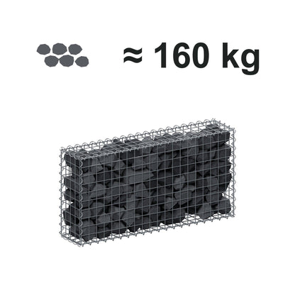 Gabion 100 cm x 50 cm x 20 cm (L x H x D), maskstorlek 5 cm x 5 cm, spiral