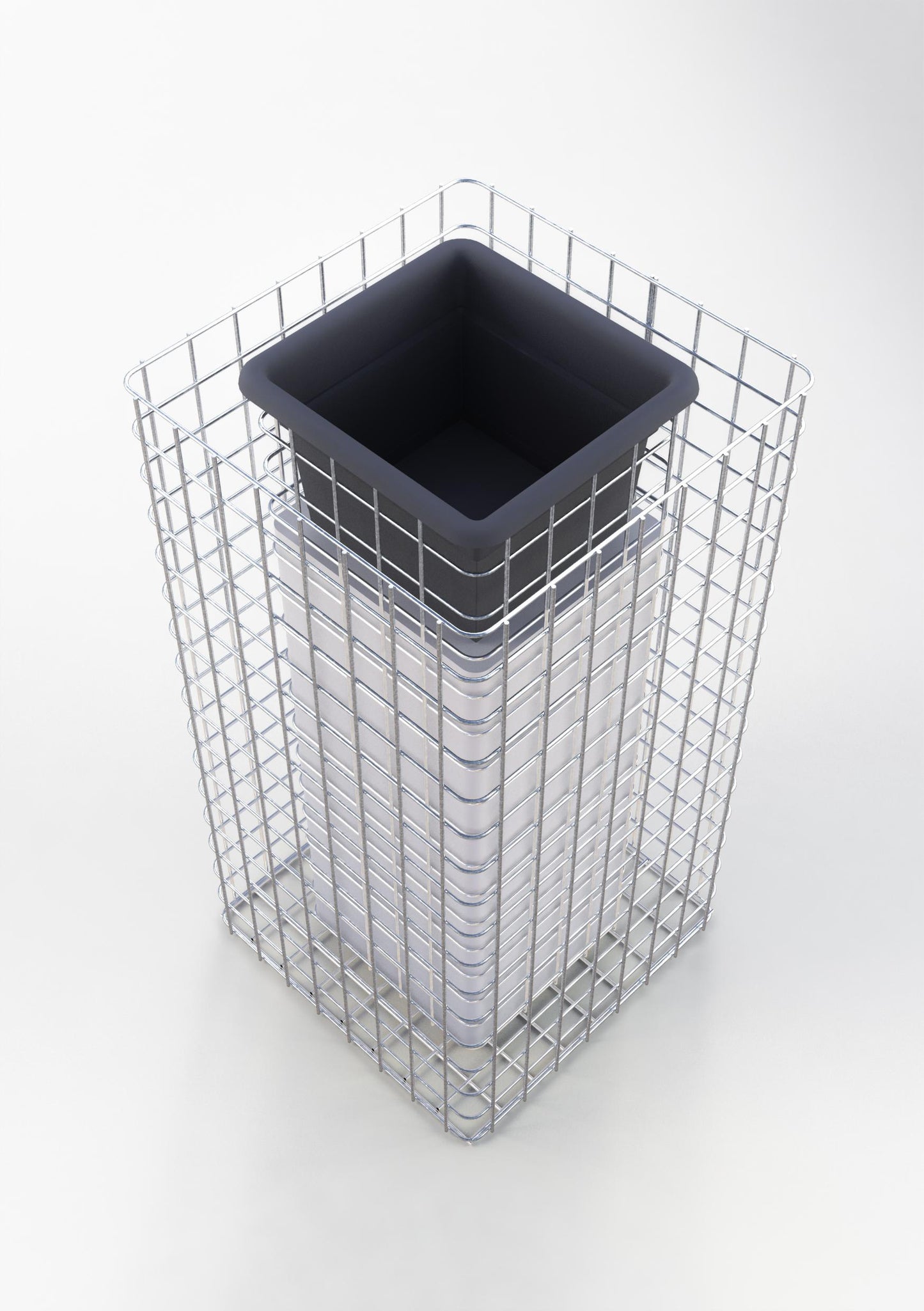Colonne de fleurs hauteur 82 cm surface de base 42 x 42 cm MW 5 x 5 cm, galvanisé à chaud, pot inclus