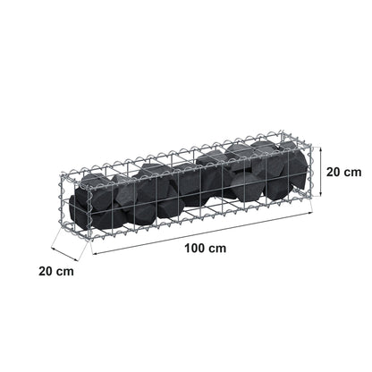 Gabion 100 cm x 20 cm x 20 cm (L x H x P), mailles 10 cm x 10 cm, spirale