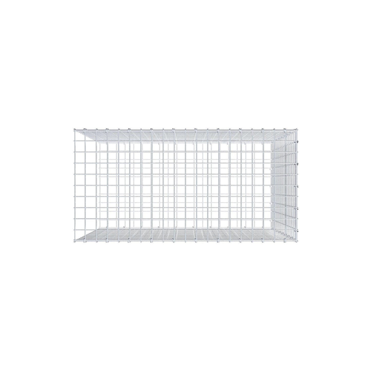 Type 2 oplegkorf 100 cm x 90 cm x 50 cm (L x H x D), maaswijdte 5 cm x 5 cm, C-ring