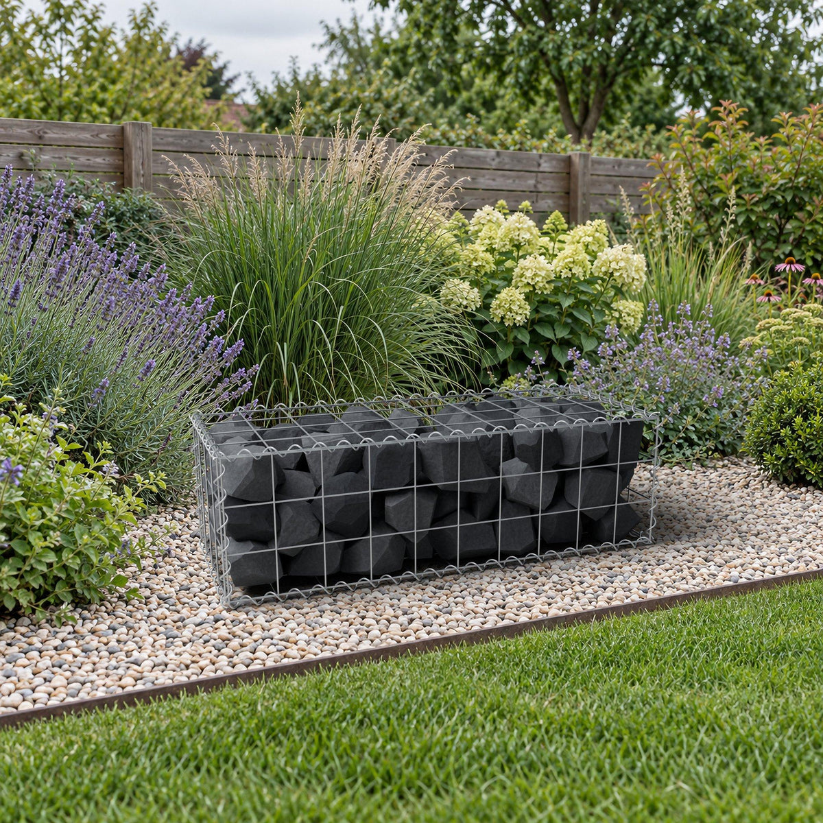 Gabione 100 cm x 30 cm x 40 cm (L x H x T), Maschenweite 10 cm x 10 cm, Spirale
