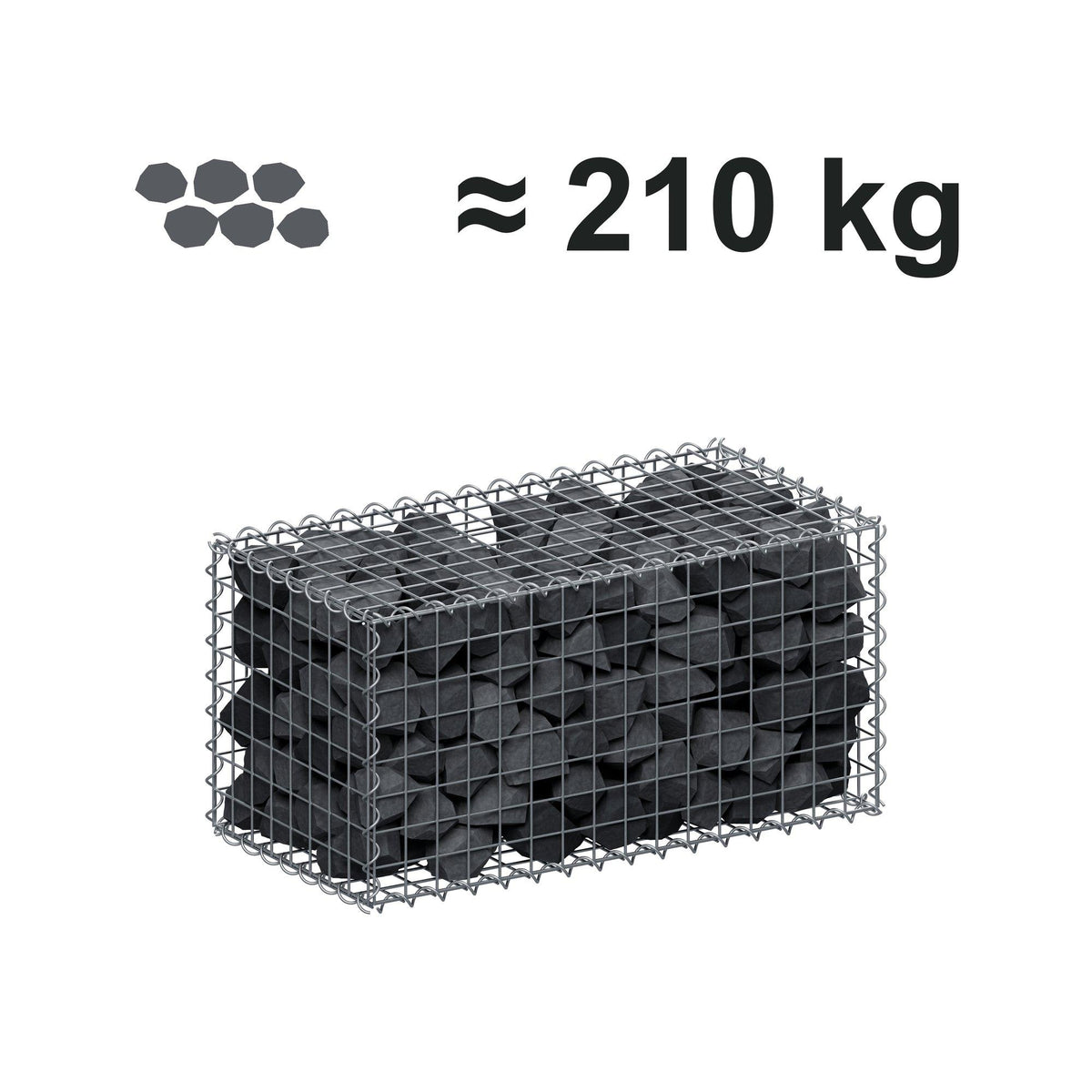 Gabion 80 cm x 40 cm x 40 cm (L x H x D), maskstorlek 5 cm x 5 cm, spiral