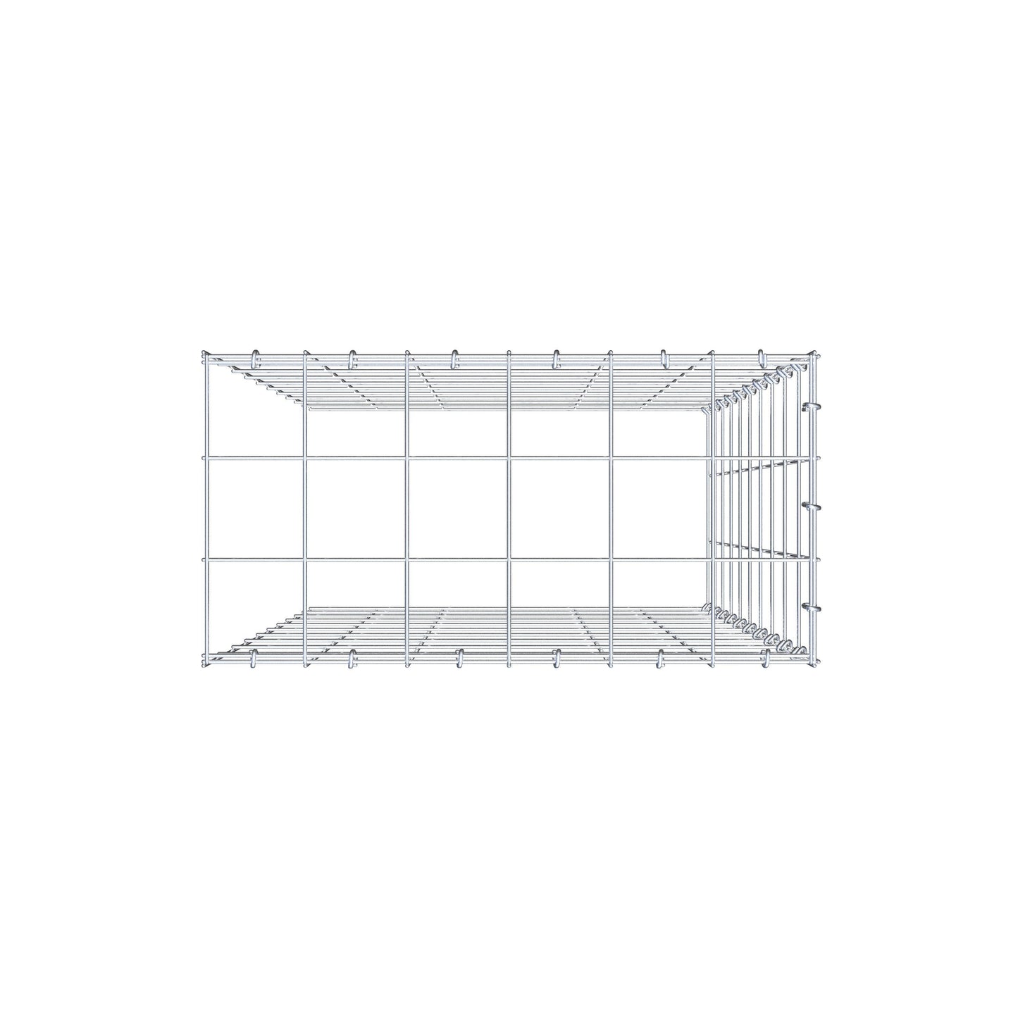 Typ 4 påbyggnadsgabion 100 cm x 60 cm x 30 cm (L x H x D), maskstorlek 10 cm x 10 cm, C-ring