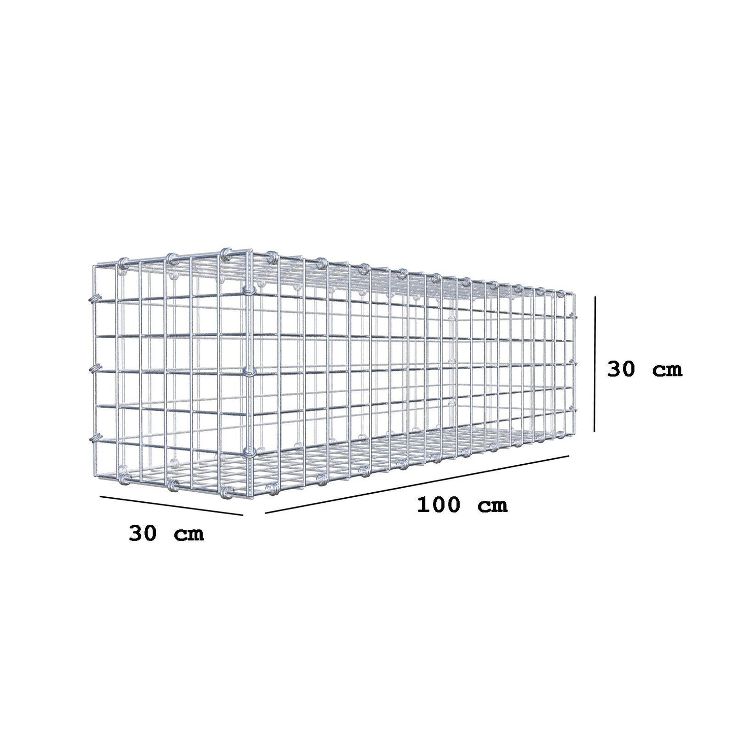 Schanskorf 100 cm x 30 cm x 30 cm (L x H x D), maaswijdte 5 x 5 cm, spiraalring