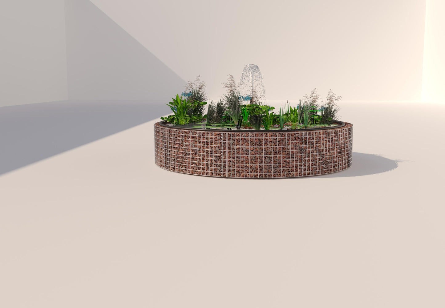 Schanskorven verhoogde vijver, rond, buitendiameter 232 cm, hoogte 50 cm, maaswijdte 5 x 5 cm, wanddikte 15 cm