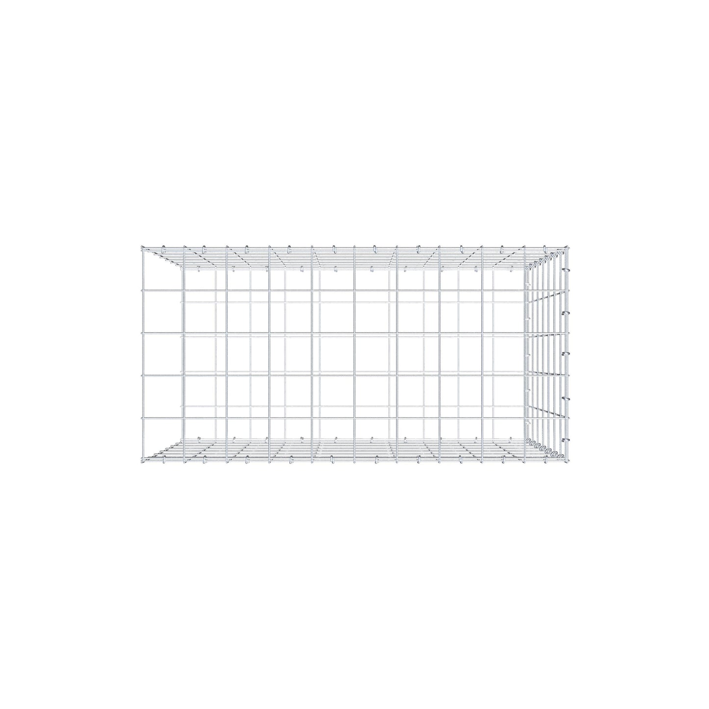 Type 2 oplegkorf 100 cm x 70 cm x 50 cm (L x H x D), maaswijdte 10 cm x 10 cm, C-ring