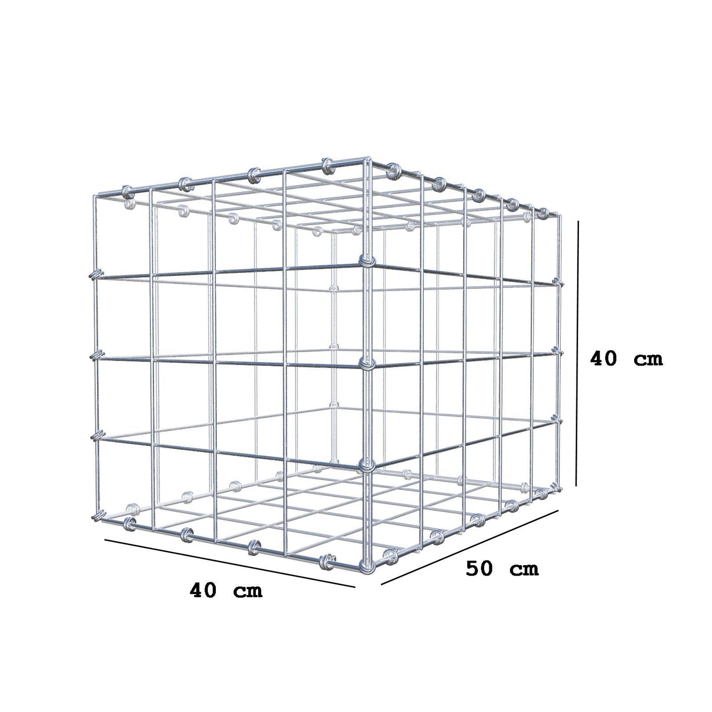 Gabion 50 cm x 40 cm x 40 cm (L x H x D), mesh size 10 x 10 cm, spiral ring