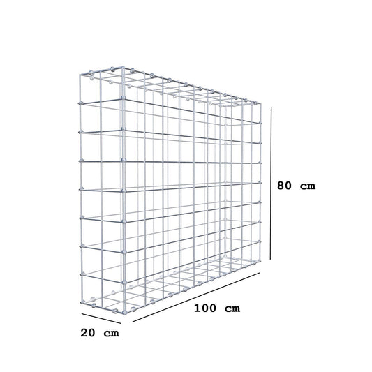 Gabion 100 cm x 80 cm x 20 cm (L x H x D), mesh size 10 x 10 cm, spiral ring