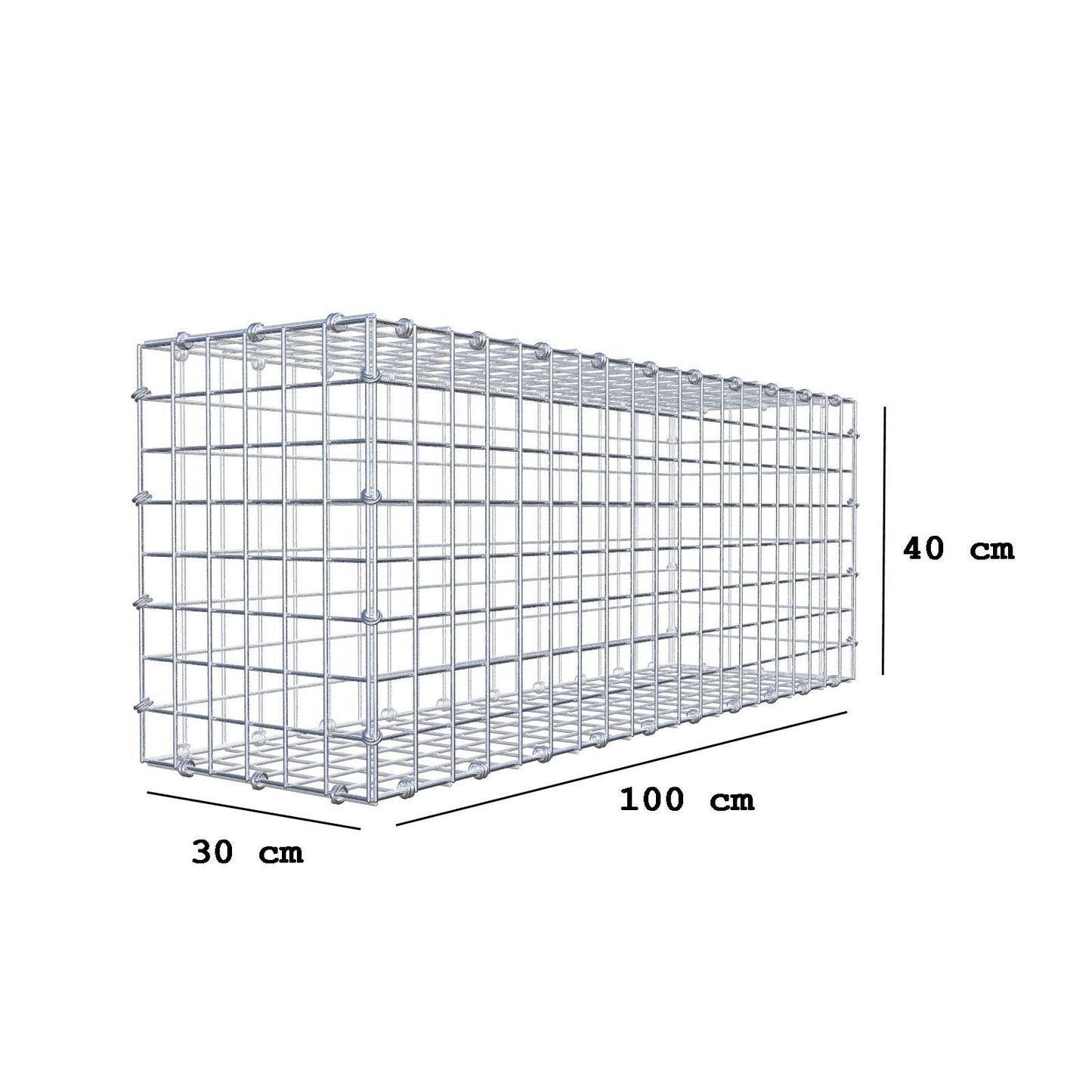 Gabbione 100 cm x 40 cm x 30 cm (L x H x P), maglia 5 x 5 cm, anello a spirale