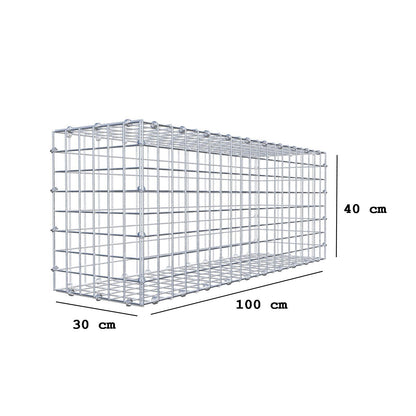 Gabbione 100 cm x 40 cm x 30 cm (L x H x P), maglia 5 x 5 cm, anello a spirale