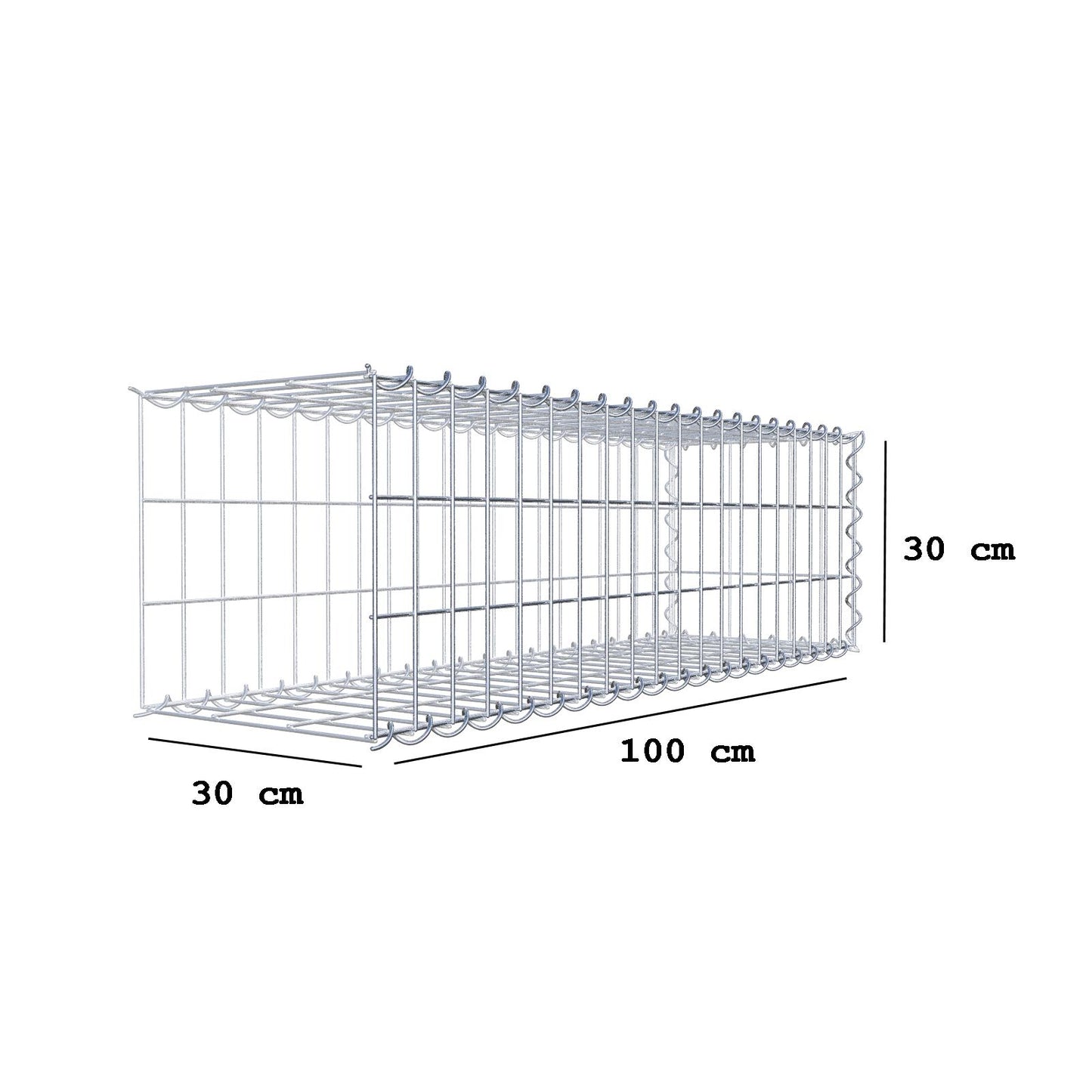 Gabbione aggiuntivo tipo 2 100 cm x 30 cm x 30 cm (L x A x P), maglia 5 cm x 10 cm, spirale