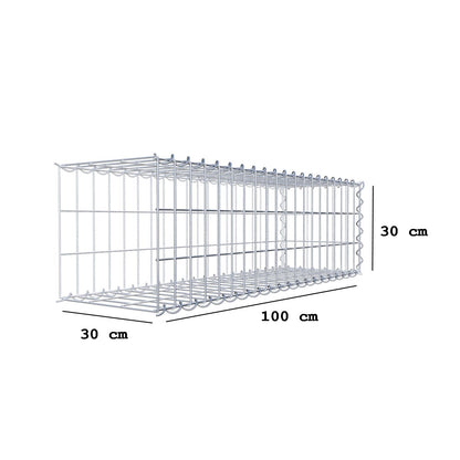 Gabbione aggiuntivo tipo 2 100 cm x 30 cm x 30 cm (L x A x P), maglia 5 cm x 10 cm, spirale