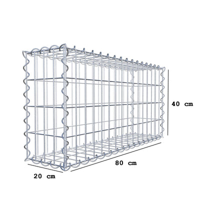 Gabione 80 cm x 40 cm x 20 cm (L x H x T), Maschenweite 5 cm x 10 cm, Spirale