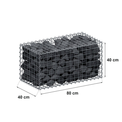 Gabion 80 cm x 40 cm x 40 cm (L x H x D), maskstorlek 5 cm x 5 cm, spiral