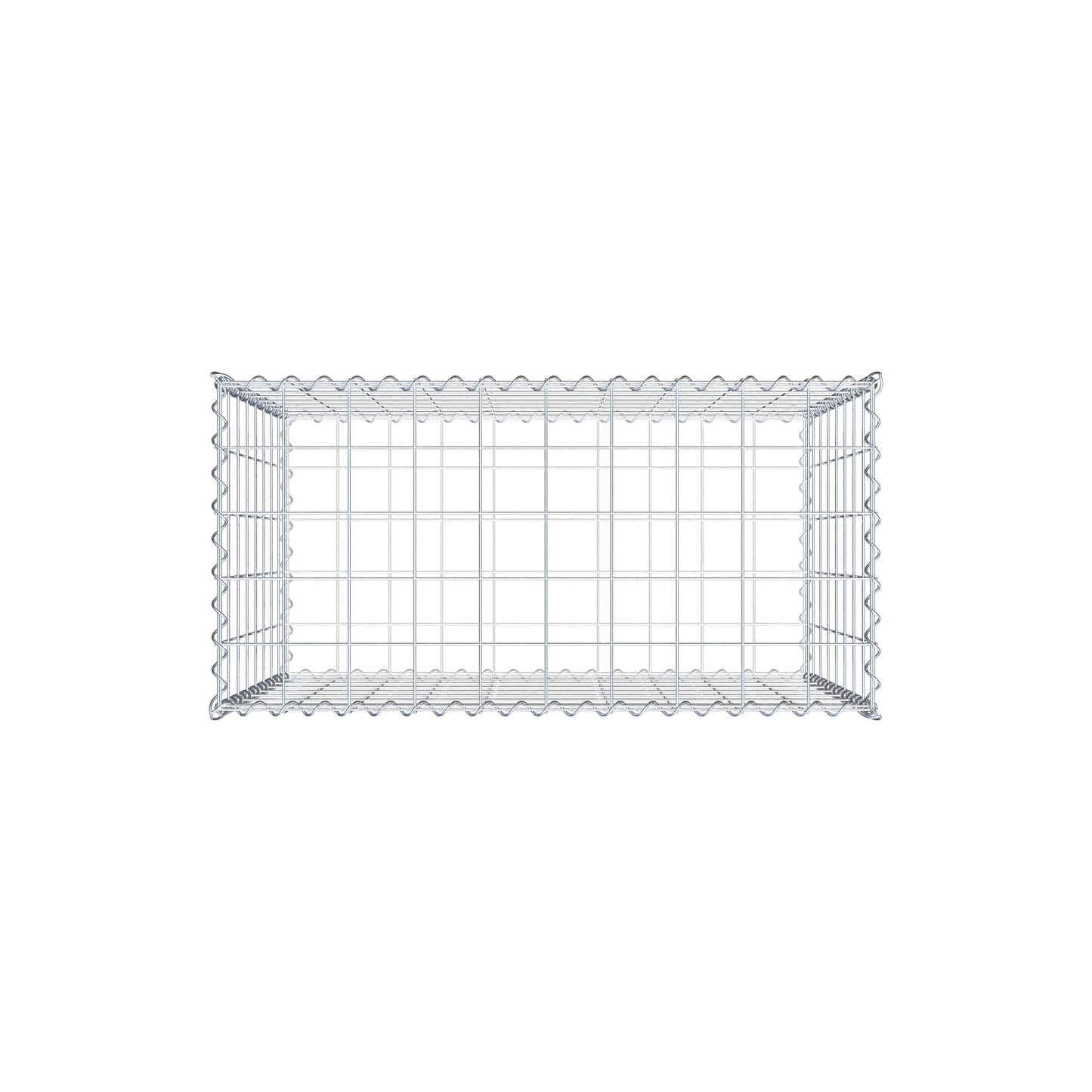 Schanskorf 100 cm x 80 cm x 50 cm (L x H x D), maaswijdte 10 cm x 10 cm, spiraalvormig