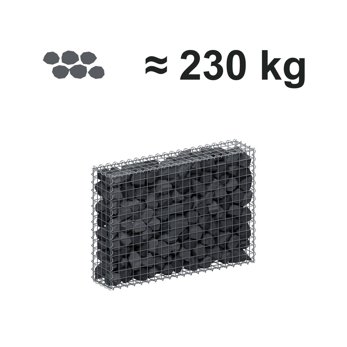 Gabion 100 cm x 70 cm x 20 cm (L x H x D), maskestørrelse 5 cm x 5 cm, spiral